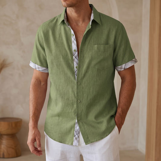 Men's Lightweight Cotton Shirt | Stylish Graphic Check Summer Top | Casual Short Sleeve