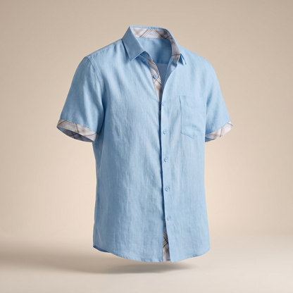 Men's Cotton Short Sleeve Shirt | Graphic Check Pattern | Casual Summer Top