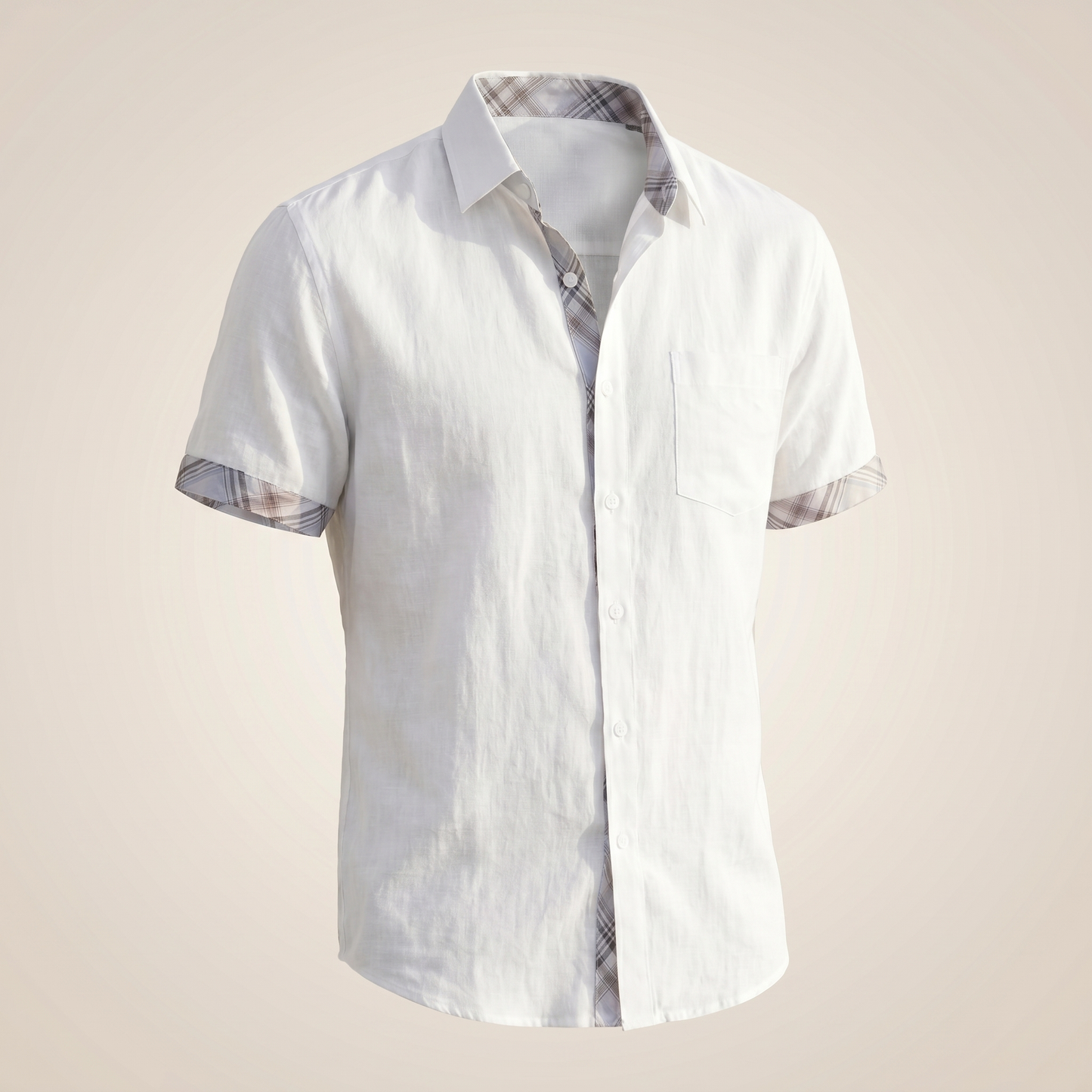 Men's Cotton Short Sleeve Shirt | Graphic Check Pattern | Casual Summer Top