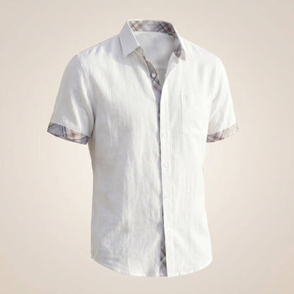 Men's Cotton Short Sleeve Shirt | Graphic Check Pattern | Casual Summer Top