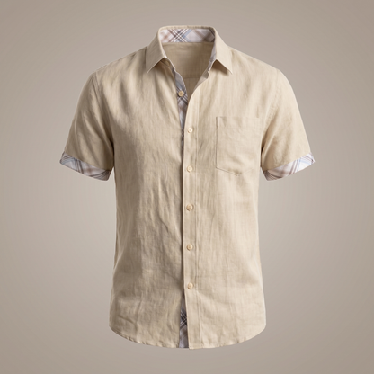Men's Cotton Short Sleeve Shirt | Graphic Check Pattern | Casual Summer Top