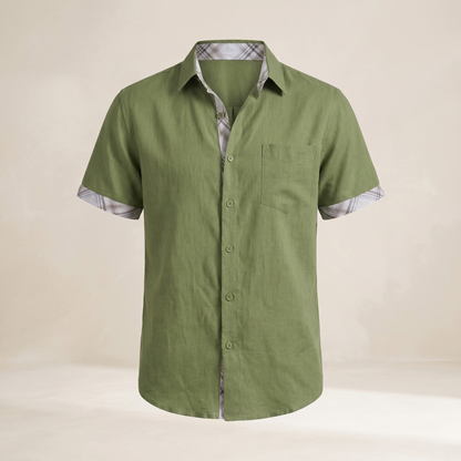 Men's Cotton Short Sleeve Shirt | Graphic Check Pattern | Casual Summer Top