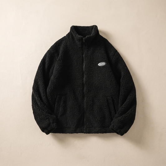 Men's Cozy Polyester Fleece Jacket | Modern Fit Casual Winter Outerwear