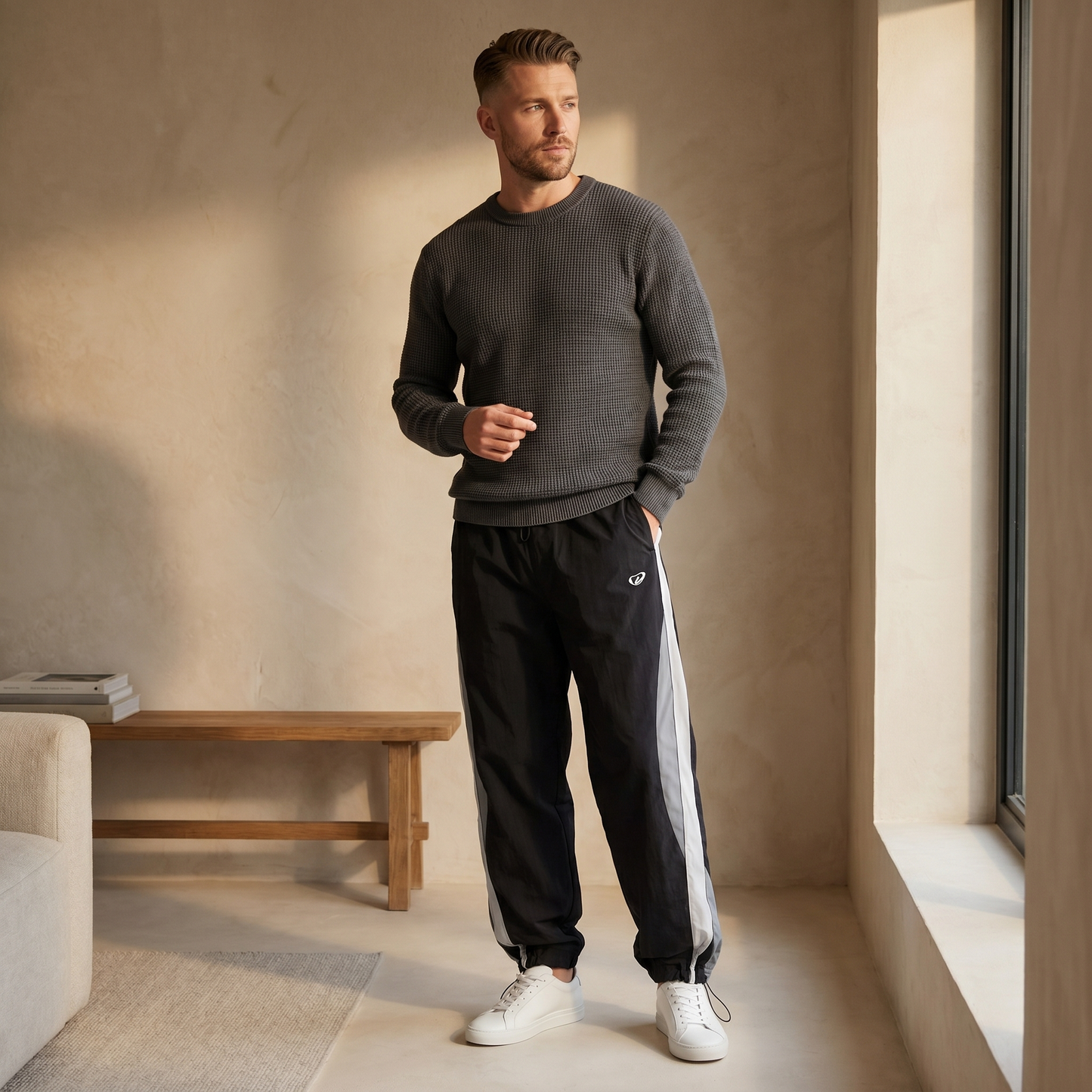 Unisex Polyester Joggers | Relaxed Baggy Fit | Casual Everyday Pants