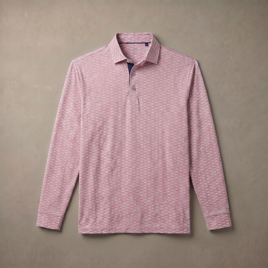 Men's Lightweight Stretch Long Sleeve Polo Shirt | Moisture-Wicking Breathable Top