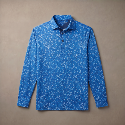 Men's Long Sleeve Polo Shirt | Moisture-Wicking UPF 50+ | 4-Way Stretch