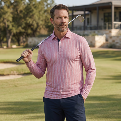 Men's Long Sleeve Polo Shirt | Moisture-Wicking UPF 50+ | 4-Way Stretch