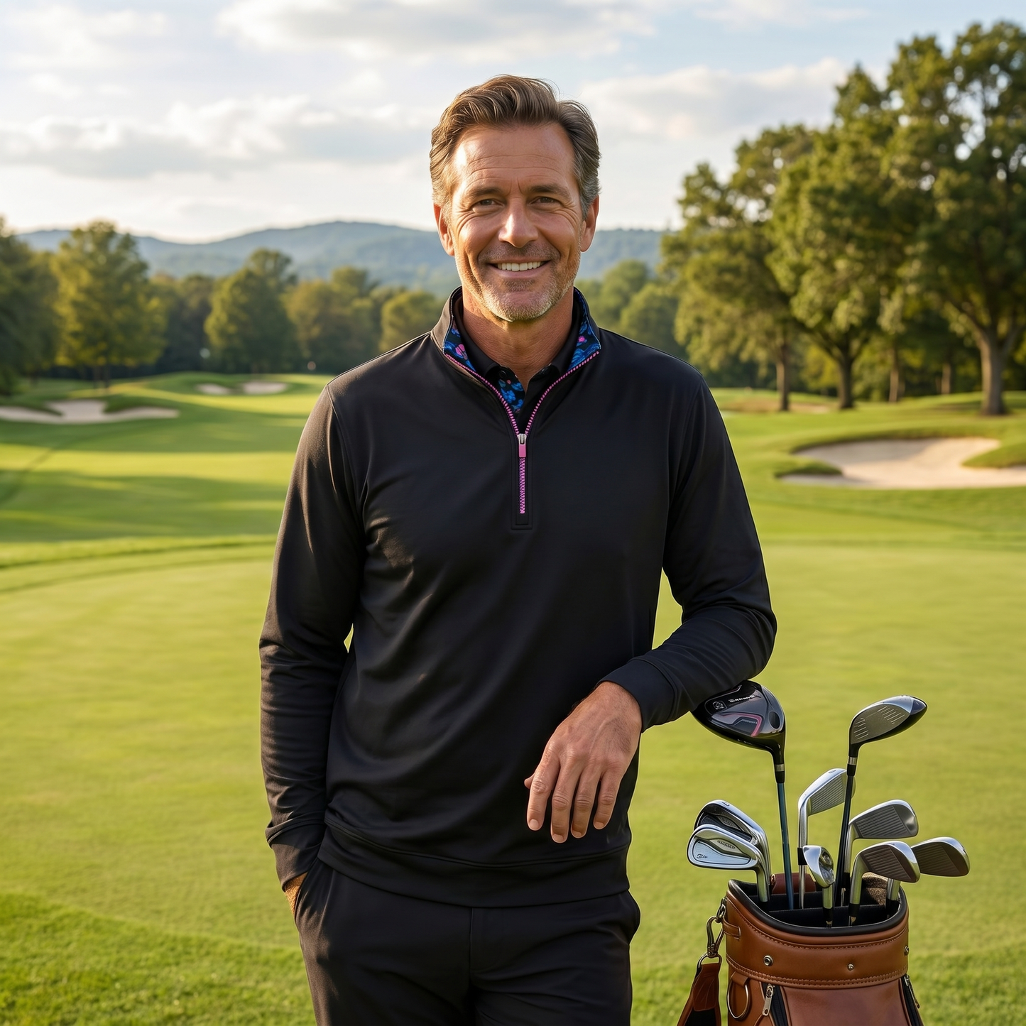 Men's Moisture-Wicking Quarter Zip Golf Pullover | 4-Way Stretch