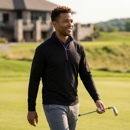 Men's Moisture-Wicking Quarter Zip Golf Pullover | 4-Way Stretch