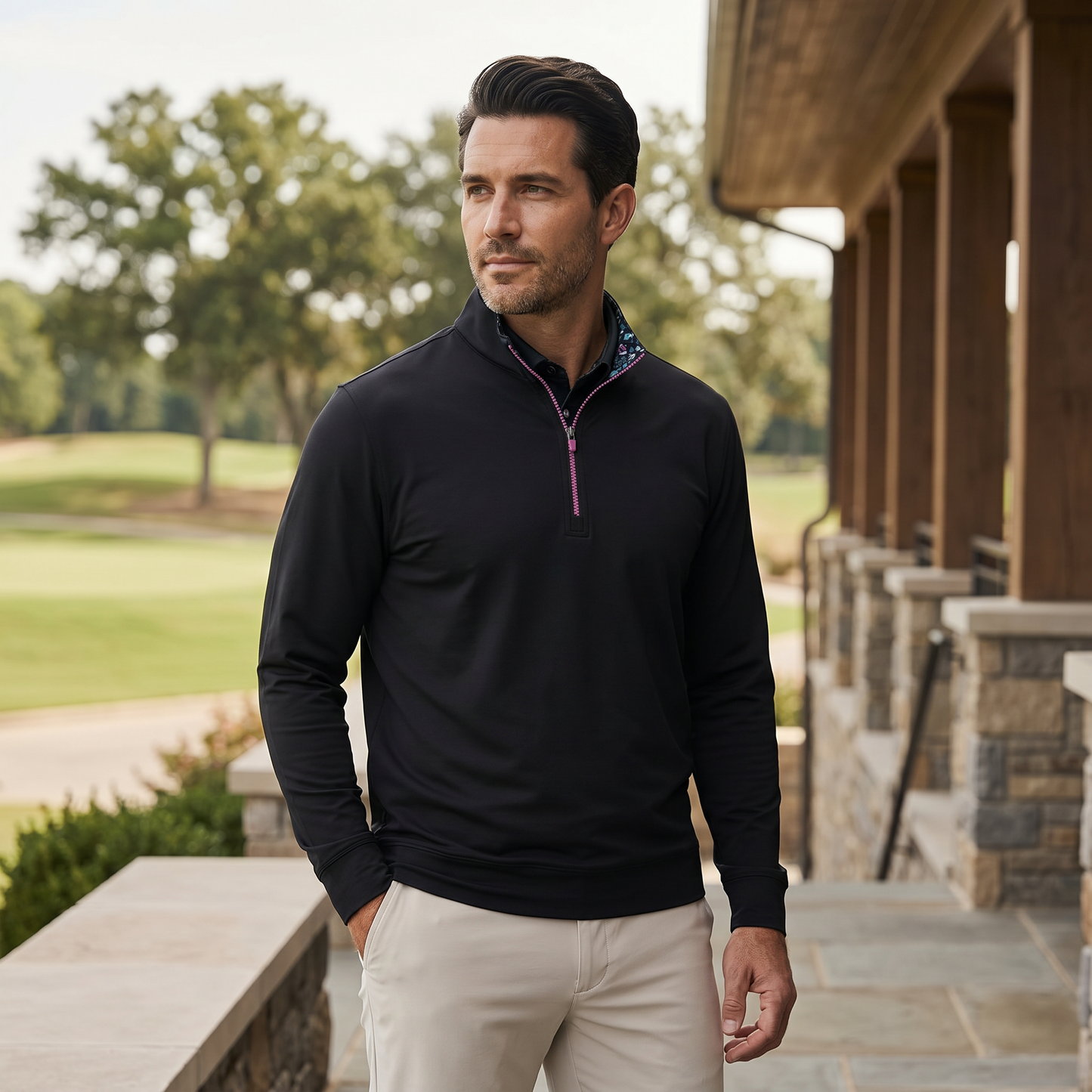 Men's Moisture-Wicking Quarter Zip Golf Pullover | 4-Way Stretch