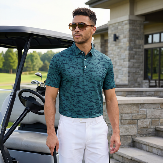 Men's Moisture-Wicking Heather Print Polo Shirt | Comfortable Activewear with UPF 50+ Protection