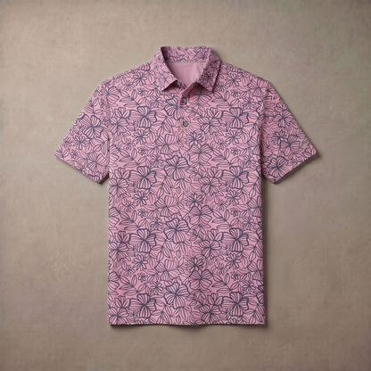 Men's Heather Print Polo Shirt | Moisture-Wicking UPF 50+ | 4-Way Stretch