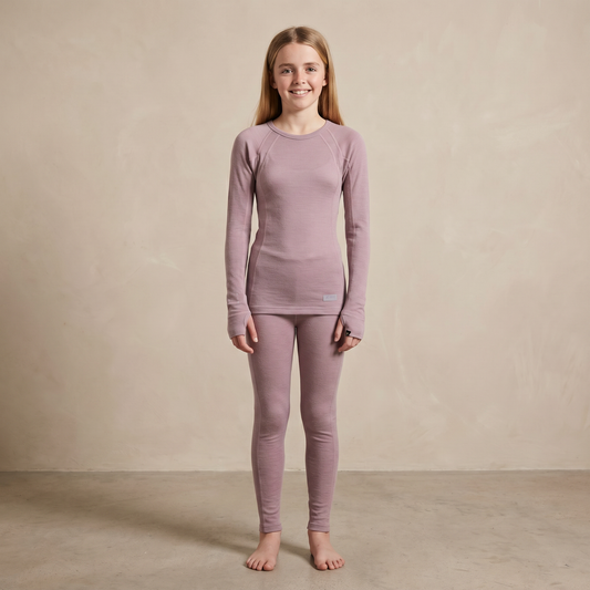 Kids' Merino Wool Thermal Top | Soft Breathable Base Layer | Comfortable Unisex Crew Neck