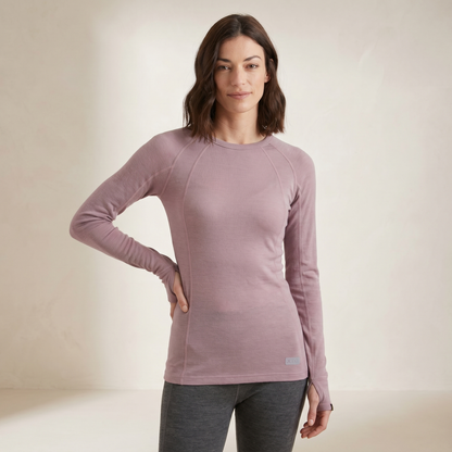 Women's Merino Wool Thermal Long Sleeve Top | Breathable Base Layer | Crew Neck