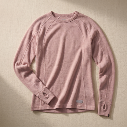 Women's Merino Wool Thermal Long Sleeve Top | Breathable Base Layer | Crew Neck