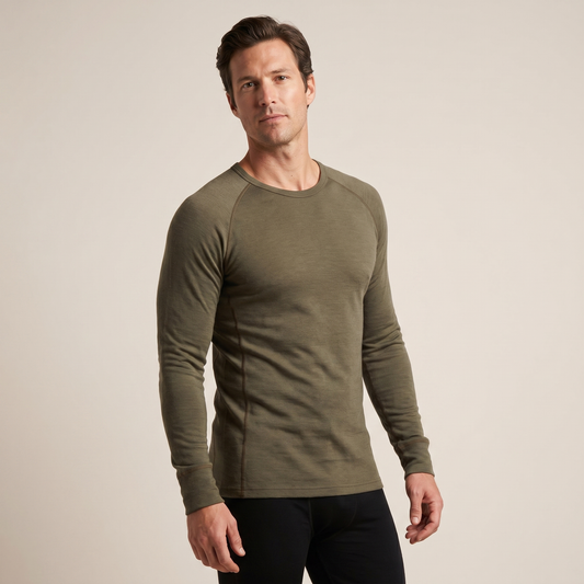 Men's Merino Wool Thermal Long Sleeve Top | Soft Breathable Base Layer for All Seasons