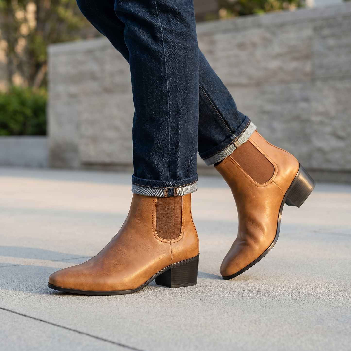 Men's Synthetic Leather High Top Chelsea Boots | Comfortable Smart-Casual Footwear