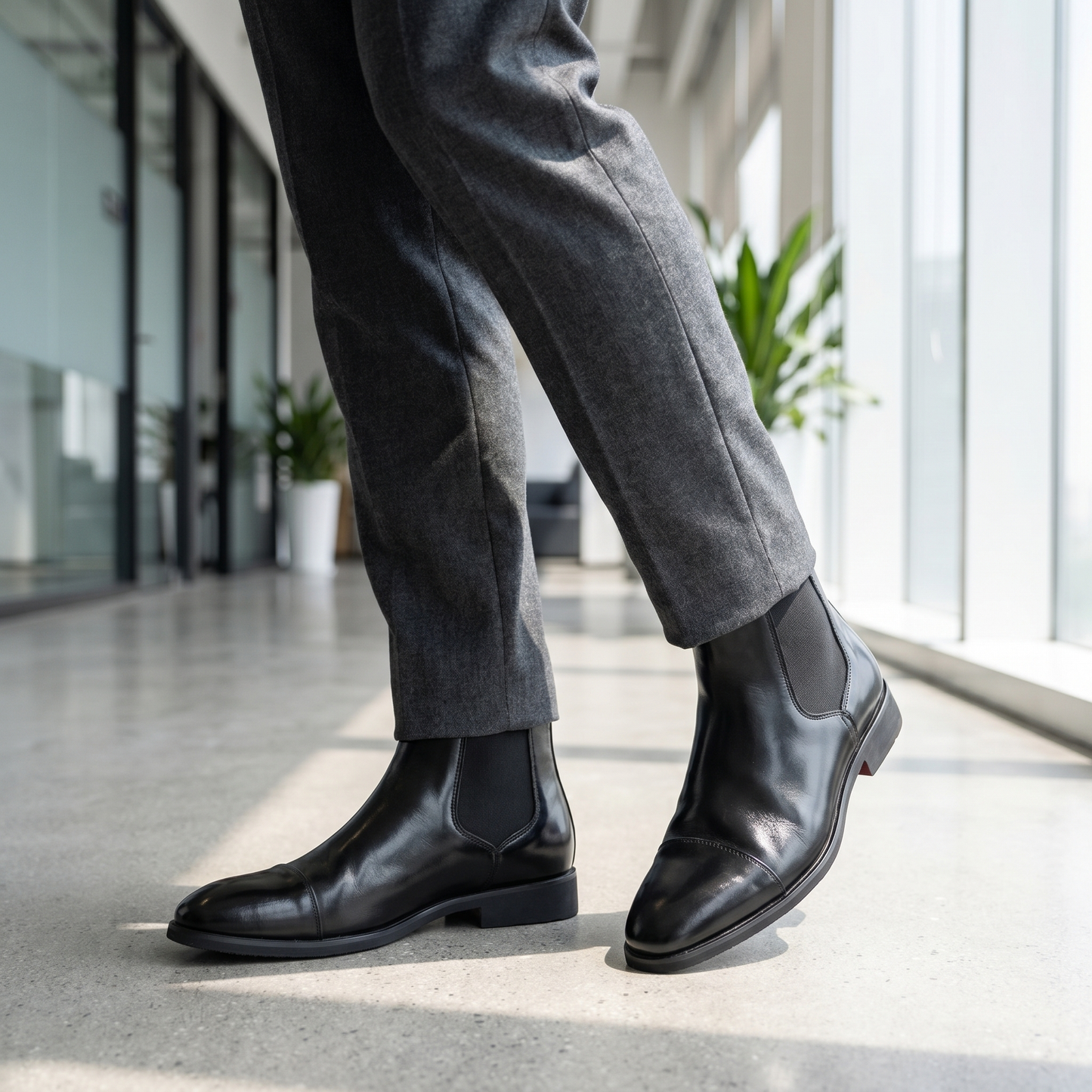 Men's Polished Leather Chelsea Boots | Slip-On