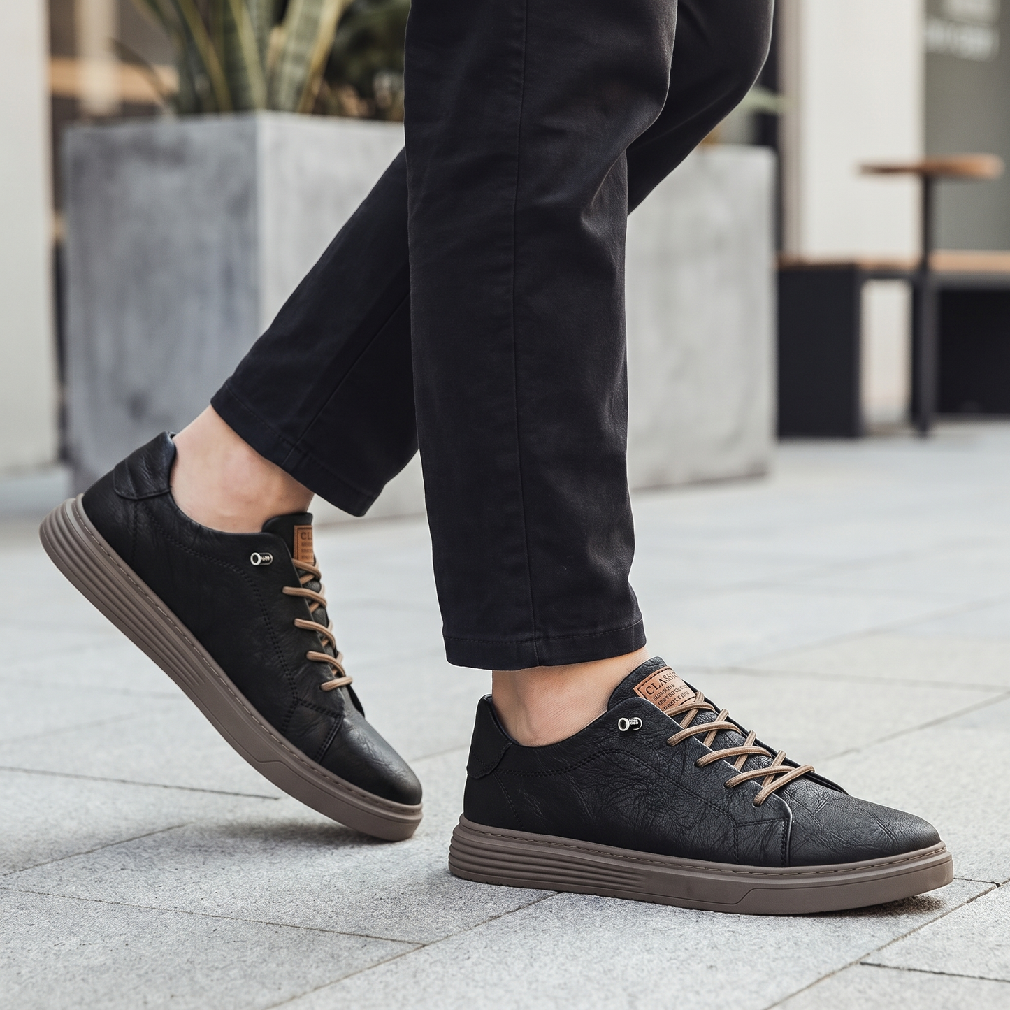 Men's Genuine Leather Sneakers | Comfortable Lightweight Casual Trainers