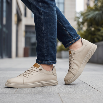 Men's Genuine Leather Sneakers | Comfortable Lightweight Casual Trainers