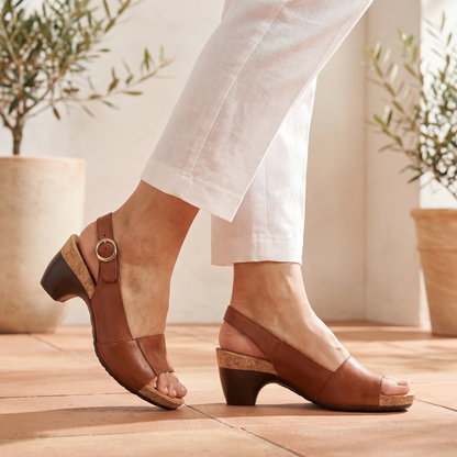 Women's Orthopaedic Leather Slingback Sandals | Stylish Comfortable Low Heel Footwear