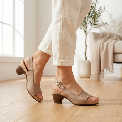 Women's Orthopaedic Leather Slingback Sandals | Stylish Comfortable Low Heel Footwear