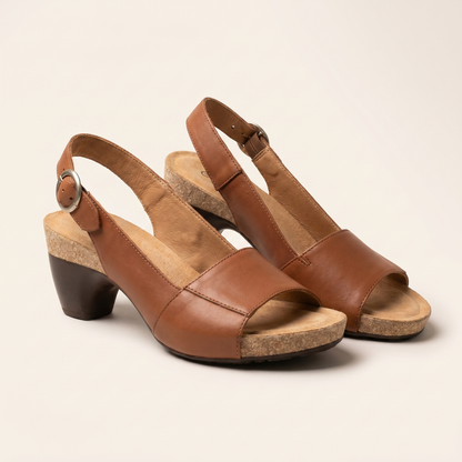 Women's Orthopaedic Leather Slingback Sandals | Stylish Comfortable Low Heel Footwear