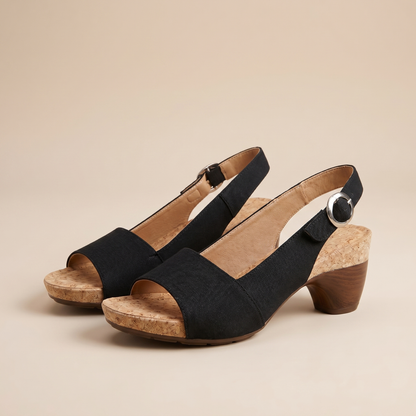 Women's Orthopaedic Leather Slingback Sandals | Stylish Comfortable Low Heel Footwear