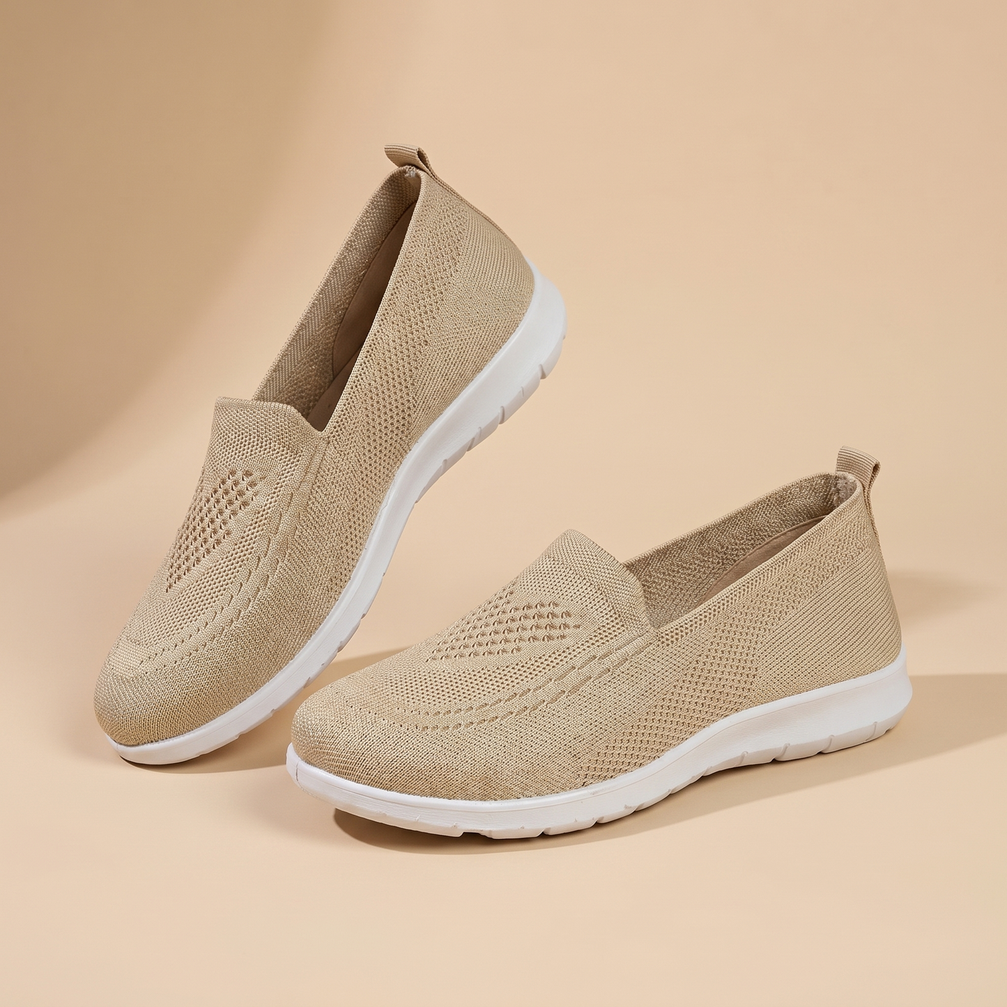 Women's Knit Slip-On Sneakers | Breathable Cushioned Walking Shoes