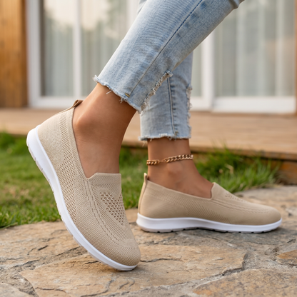 Women's Knit Slip-On Sneakers | Breathable Cushioned Walking Shoes