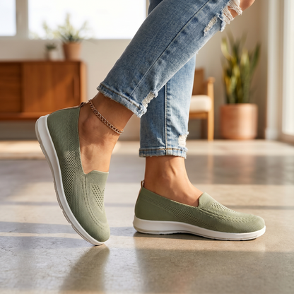 Women's Knit Slip-On Sneakers | Breathable Cushioned Walking Shoes