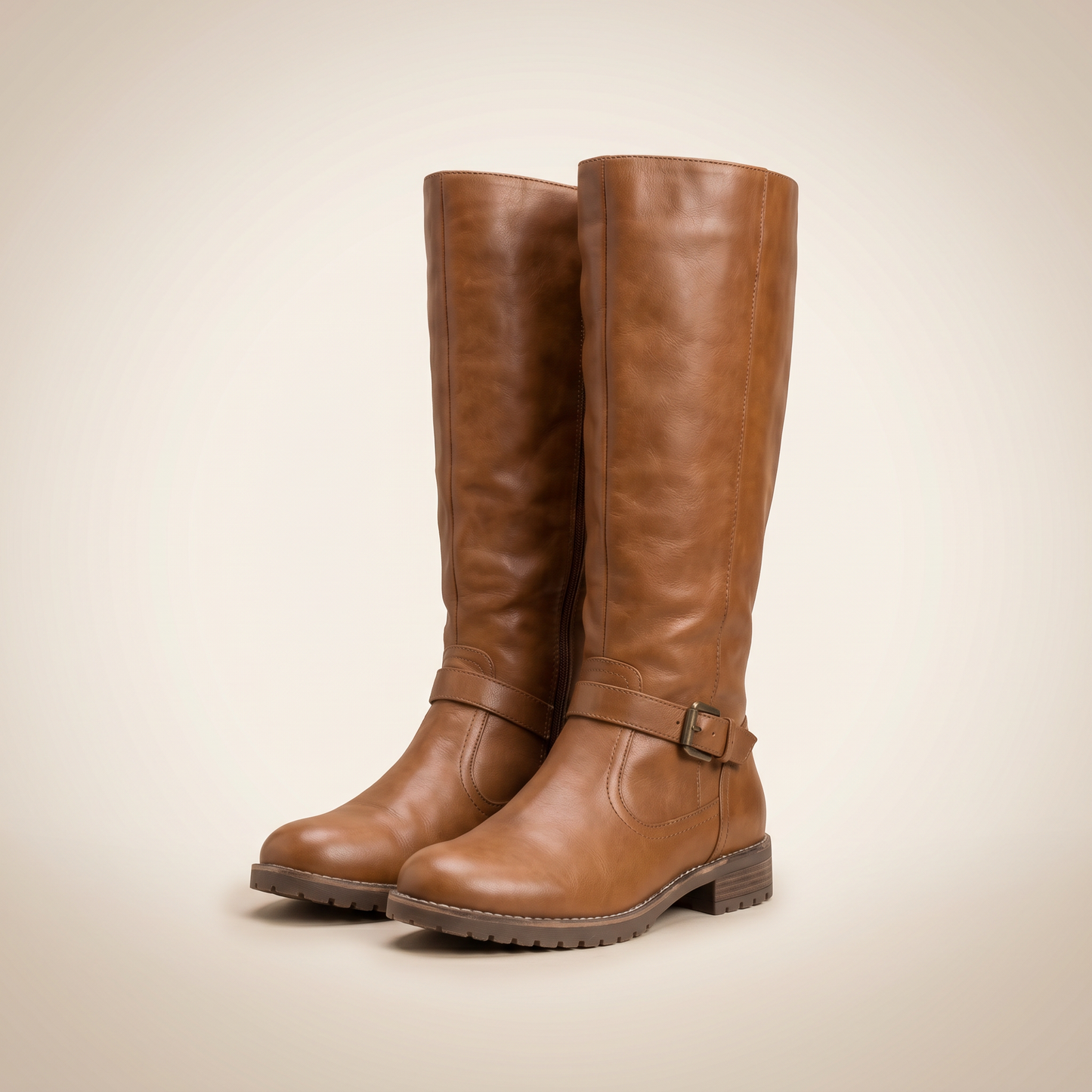 Women's PU Leather Knee High Boots | Supportive Warm Winter Footwear