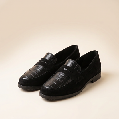 Women's Croc-Embossed Leather Loafers | Cushioned Slip-On