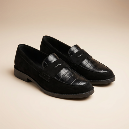 Women's Croc-Embossed Leather Loafers | Cushioned Slip-On