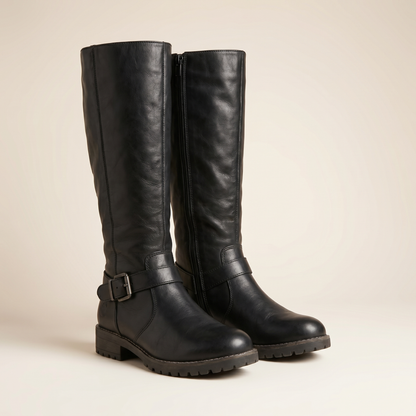 Women's PU Leather Knee High Boots | Supportive Warm Winter Footwear