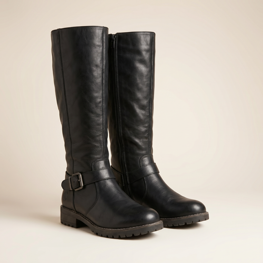 Women's PU Leather Knee High Boots | Supportive Warm Winter Footwear