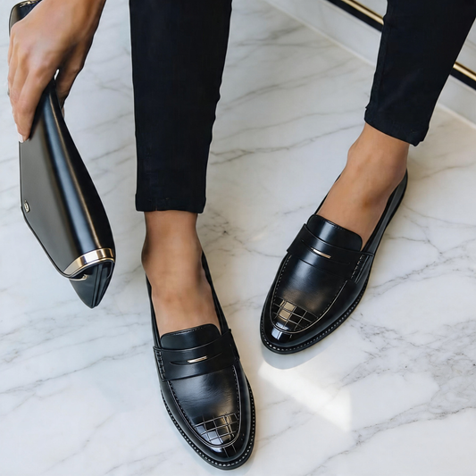 Women's Croc-Embossed Leather Loafers | Cushioned Slip-On