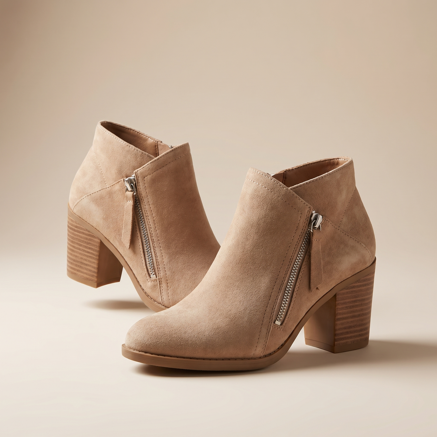 Women's Suede Block Heel Boots | Arch Support | Zip-On