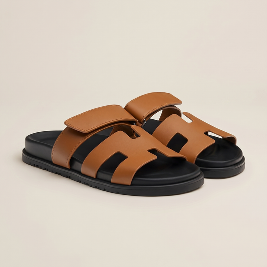 Unisex Adjustable Leather Slide Sandals | Comfortable Casual Footwear