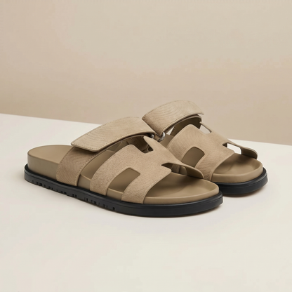 Unisex Leather Slide Sandals | Adjustable Fit | Comfortable Casual Footwear