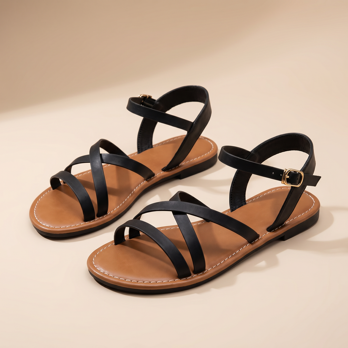 Women's Flat Sandals | Lightweight Synthetic | Minimalist Slip-On Summer Footwear