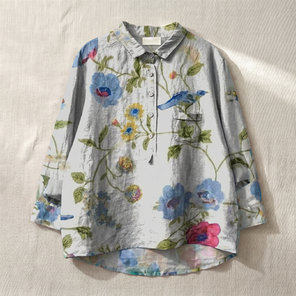 Women's Lightweight Floral Blouse | Relaxed Fit Breathable Top