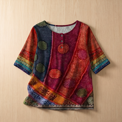 Women's Soft Floral Blouse | Elegant Vintage-Inspired Relaxed Fit Top