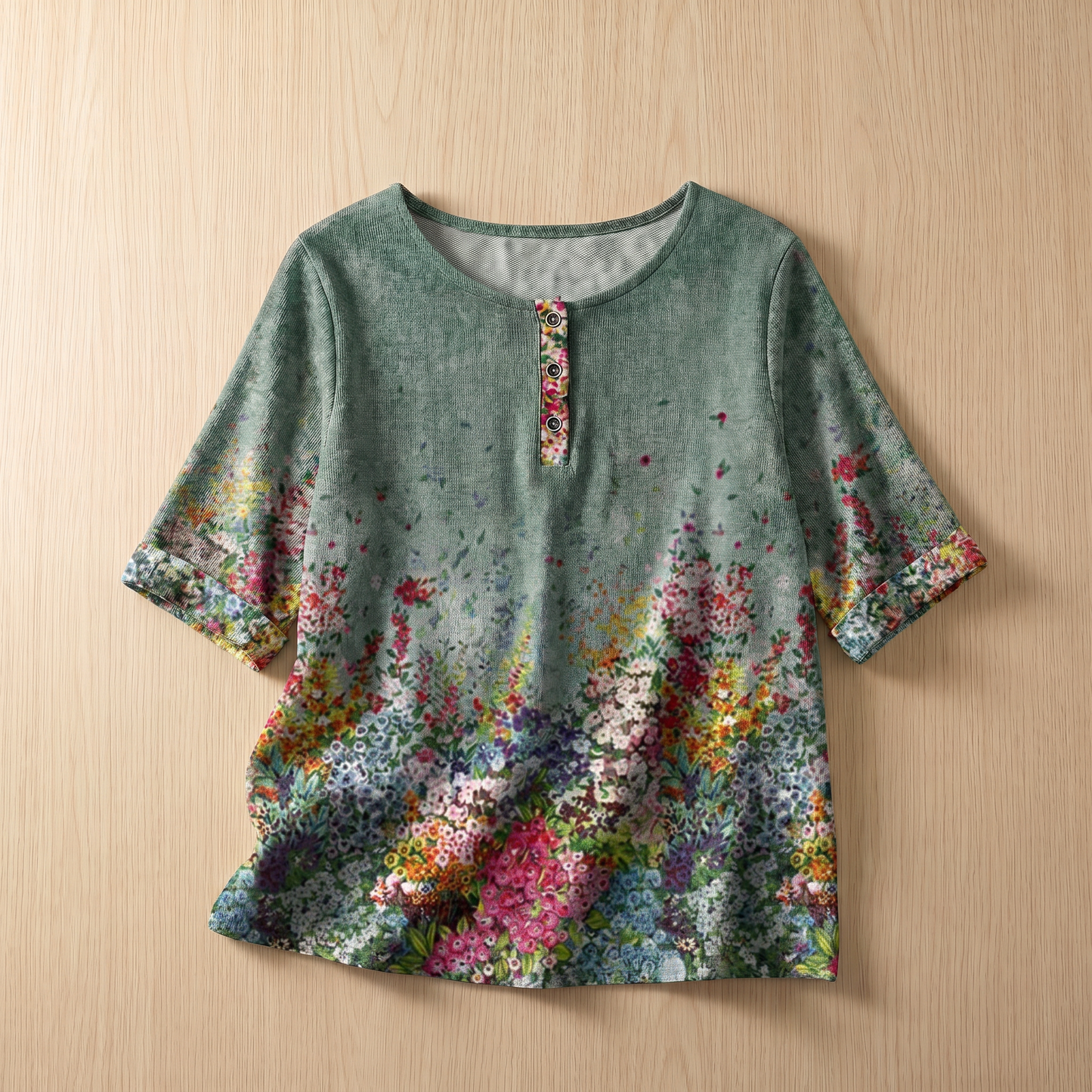 Women's Soft Floral Blouse | Elegant Vintage-Inspired Relaxed Fit Top