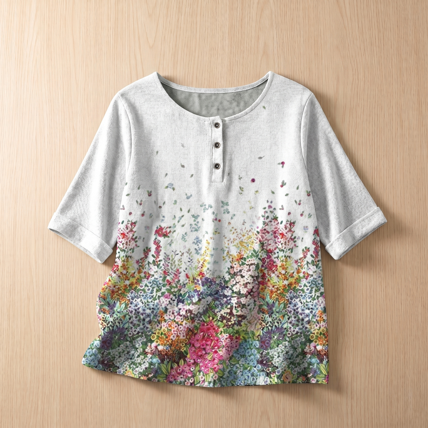 Women's Soft Floral Blouse | Elegant Vintage-Inspired Relaxed Fit Top
