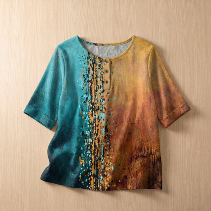Women's Soft Floral Blouse | Elegant Vintage-Inspired Relaxed Fit Top