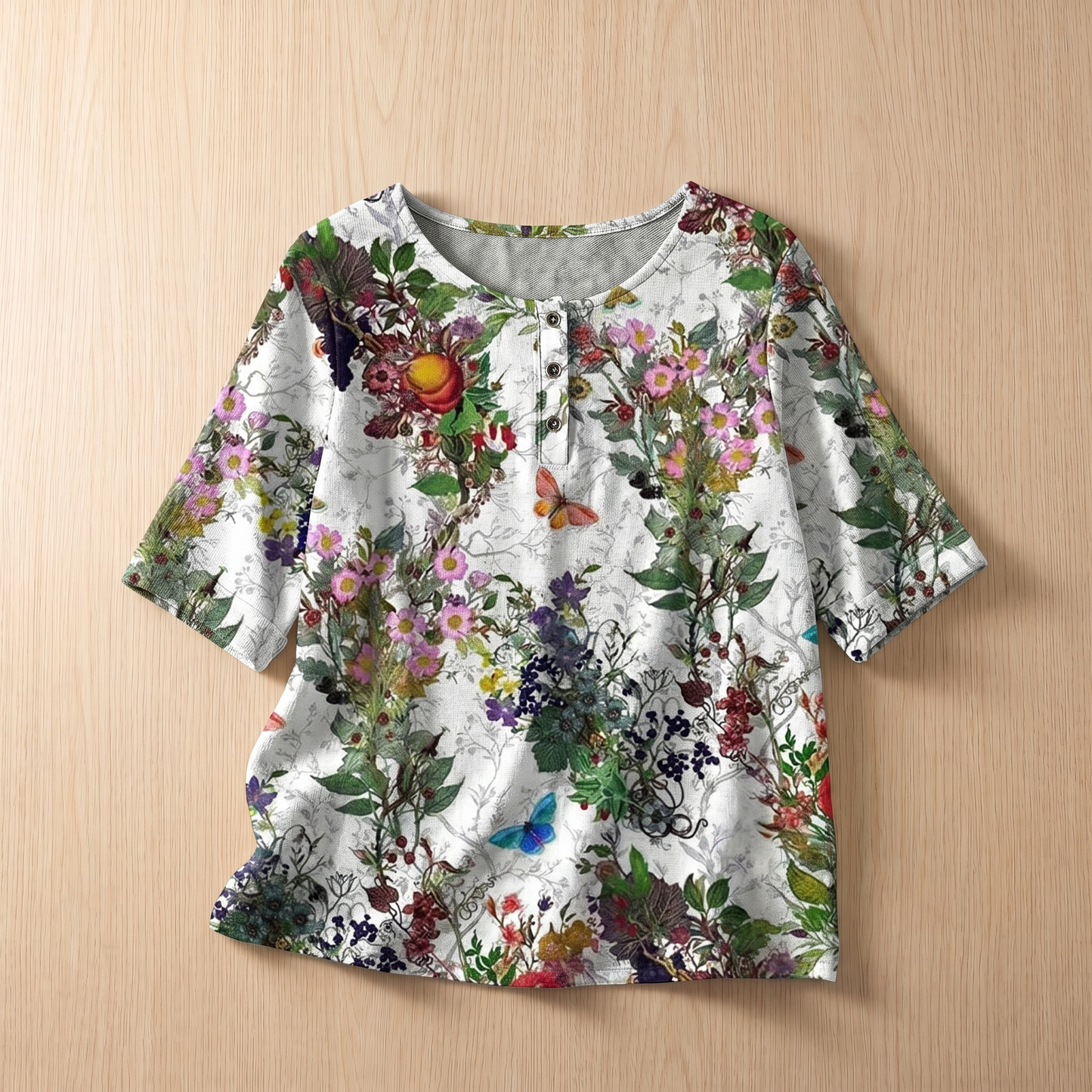 Women's Soft Floral Blouse | Elegant Vintage-Inspired Relaxed Fit Top