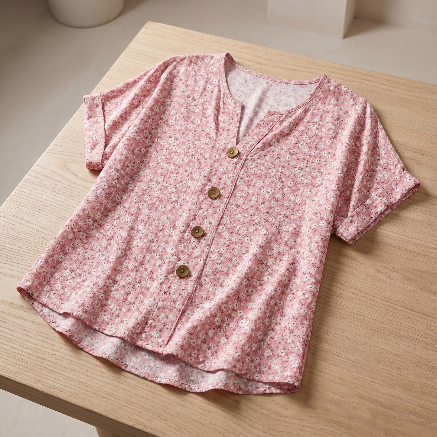 Women's Floral Print Blouse | Lightweight Flowing Button-Up Summer Top