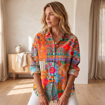 Women's Vibrant Print Blouse | Lightweight Breathable Summer Top