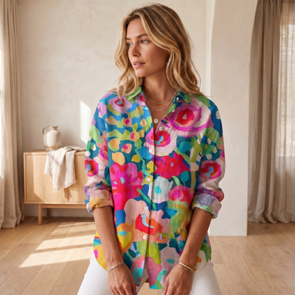 Women's Vibrant Print Blouse | Lightweight Breathable Summer Top